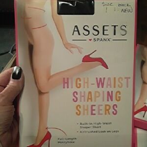 NWT Assets By Spanx High Waist Shaping Shears Size 1 Black Full Length Pantyhose